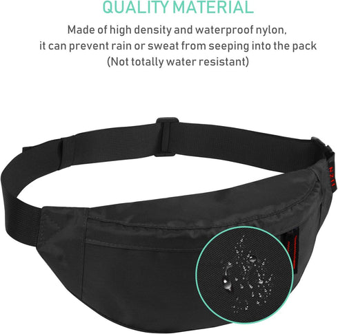 Running Waist Pack, Fanny Pack for Men Women, Lightweight Belt Bag for Travel Sports Hiking (355 Black)
