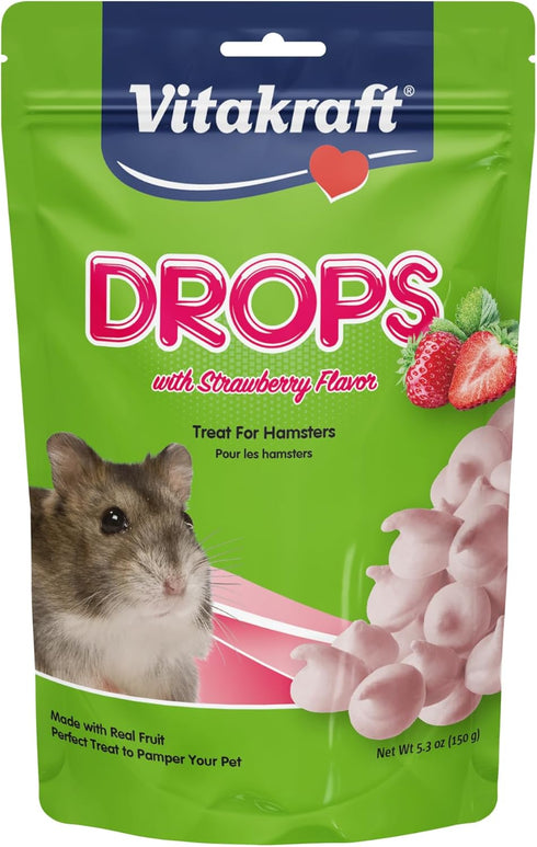 Vitakraft Drops Hamster Treat, Strawberry Yogurt Treats for Hamsters, Pink, 5.3 Ounce