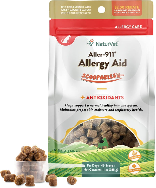 NaturVet Scoopables Aller-911 Dog Allergy Support Vitamins - Supports Immunity & Seasonal Allergies in Dogs, 11oz Bag