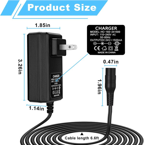 Generic 24V E300 E200 E150 E125 E100 MX350 3-Prong Electric Scooter Charger for Razor Dirt Bike Pocket Mod Sports Mod