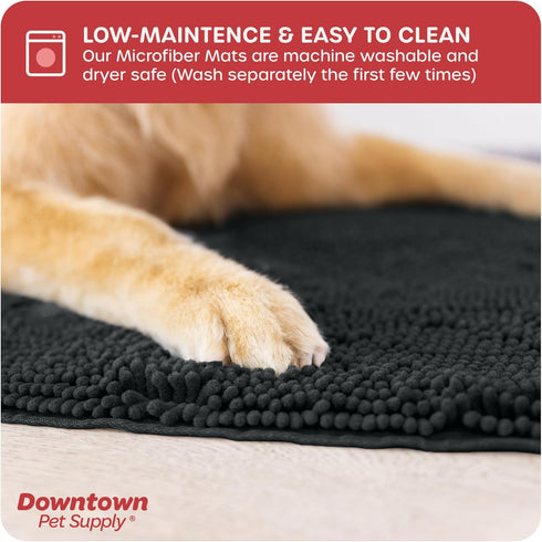 My Doggy Place Microfiber Dog Mat 18" x 24" Charcoal, Absorbent Quick-Drying Dog Paw Cleaning Mat, Non-Slip Rubber