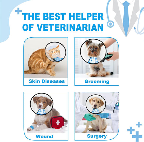 Supet Dog Cone Collar Adjustable After Surgery - Comfortable Pet Recovery Collar for Large Medium Small Dogs