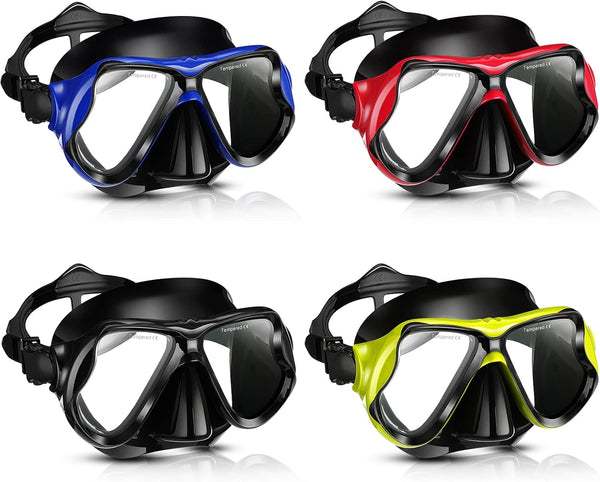Preboun 4 Pcs Snorkeling Goggles for Adults, Anti Fog Dive Mask Snorkeling Gear with Nose Cover