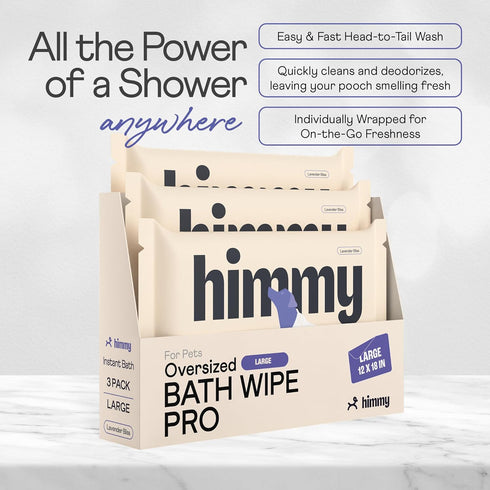 Himmy Large Pet Wipes for Dogs and Cats - 12" x 18" Bath Wipes for Cleaning, Deodorizing, Anti-Itch Grooming