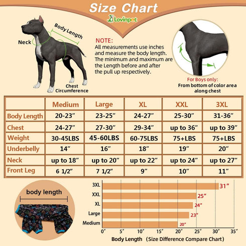 LovinPet Full Body Suit for Large Dogs - Lightweight Stretchy Fabric, Jungle Friends Grey Print, Medium