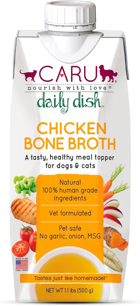 CARU Daily Dish Chicken Broth Meal Topper for Dogs and Cats, 1.1 lbs