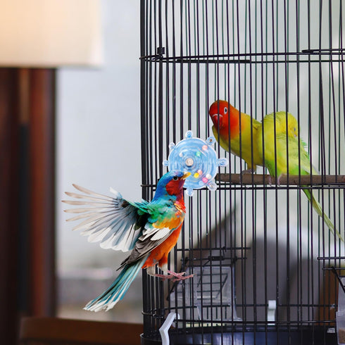 PEUTIER Parrot Spinner Toy, Medium Small Funny Parakeet Conures Toy Interactive Parrot Toy Bird Toy Spinning Rattle
