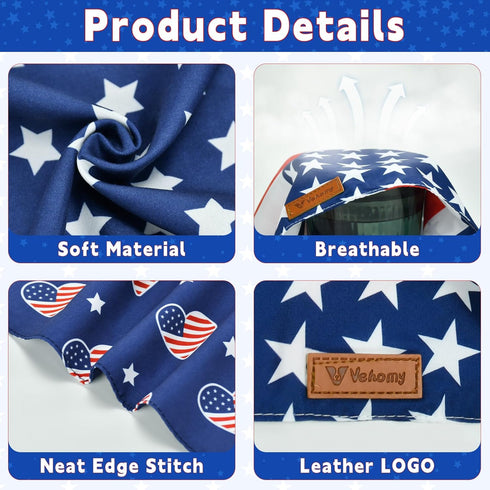 Vehomy 4th of July Pet Dog Costume - Cowboy Hats with Star Décor and American Flag Bandanas for Dogs Cats (4Pcs)