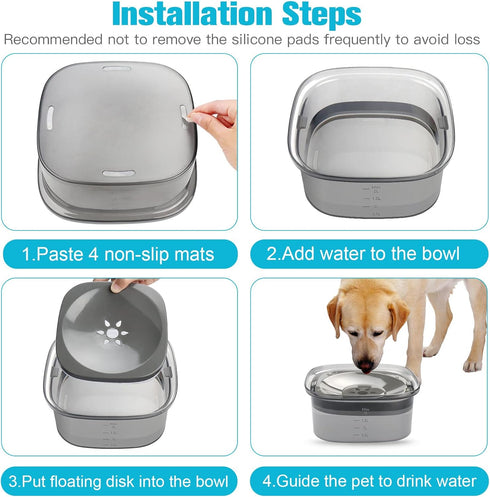 UPSKY 70oz Dog Water Bowl, No Spill Large Capacity Slow Water Feeder for Messy Drinkers