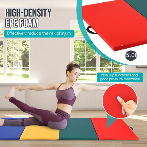 4-Panel 4'x8'x2'' Folding Gymnastics Mat Yoga Mats Exercise Mat Gym Mat for Home Aerobics Workout Foldable Tumbling Mat