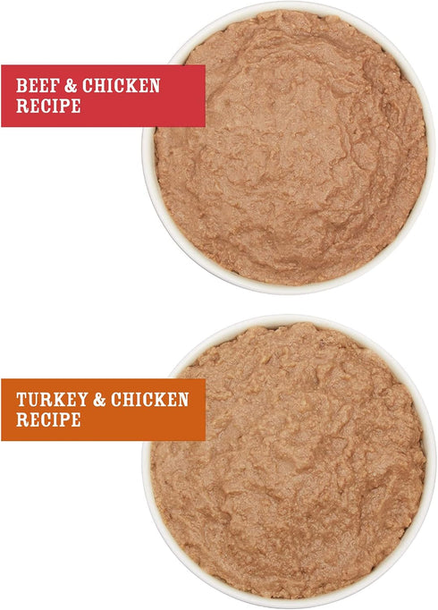 Pack 12.5 oz (Pack 12) Amazon Brand - Wag Pate Wet Dog Food Variety (Beef & Chicken / Turkey & Chicken), Made