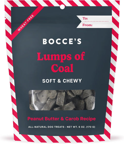 Bocce's Bakery Lumps of Coal Recipe Treats for Dogs, Wheat-Free, All-Natural Soft & Chewy Cookies, 6 oz