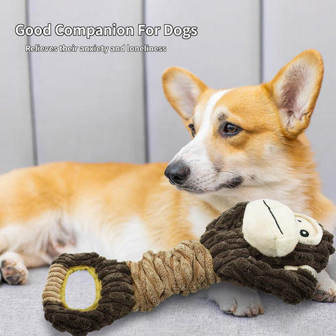 Vehomy Dog Squeaky Toy, Gorilla Shaped Plush Toy for Aggressive Chewers, Tug of War Interactive Toy for All Dogs