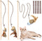 Natural Wood Cat Teaser Wand Toy, 3pcs 16 Inch Catnip Sticks for Teeth Cleaning and Indoor Exerciser