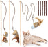 Natural Wood Cat Teaser Wand Toy, 3pcs 16 Inch Catnip Sticks for Teeth Cleaning and Indoor Exerciser