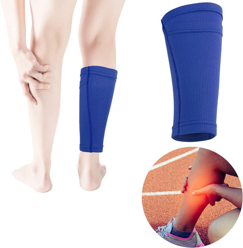 Soccer Shin Guard Socks, Breathable Blue Sports Sleeves for Hiking, Football Training, Running & Cycling