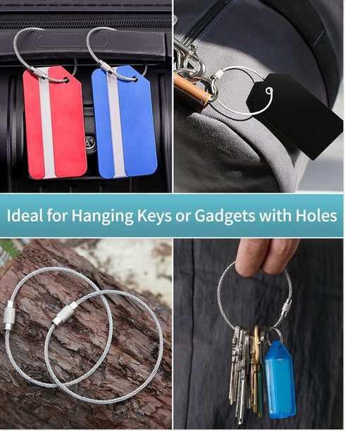 Pawfly Large Stainless Steel Key Ring Loop Holder, 5 Inch/10 Inch Wire Keychain Cable, 20/50/100 Pack