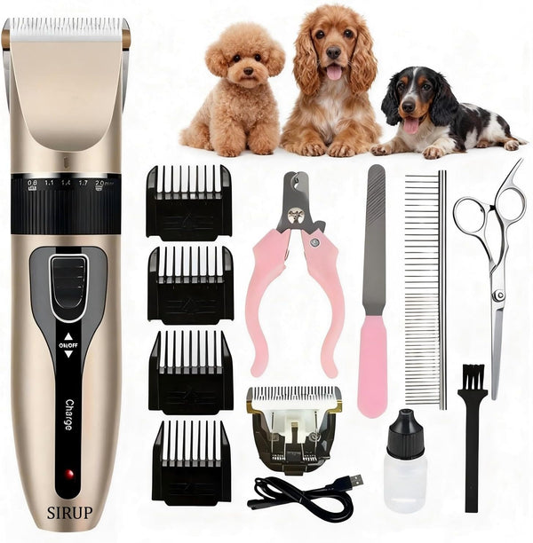 SIRUP Rechargeable Dog Grooming Kit-Dog Clipper Kit, Pet Shaver Cordless Electric Quiet Hair