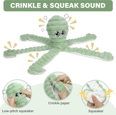 27 Prime Pets Dog Toys for Large Dogs, Extra Large Plush Octopus Dog Toy, Crinkle Squeaky Dog Toy for Small Medium