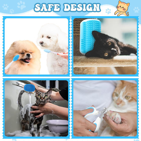10 Trimmer Teenyyou Cats Grooming Kit - Pcs Pet Self Cleaning Kit for Indoor Long Hair Cats Include Brush Bath Brush