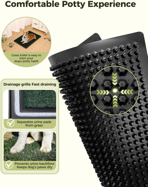 Petcozife 30"x20" 2pcs Dog Grass Pad with Tray, Medium Grass Pad for Dogs Potty with Artificial Grass, Indoor Dog