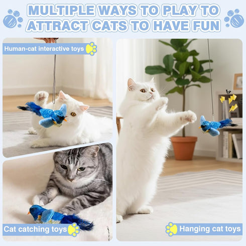 2-Pack Realistic Chirping Bird cat Toy - Soft Interactive Plush Bird Toy Infused with CatnipCat Enrichment Toys