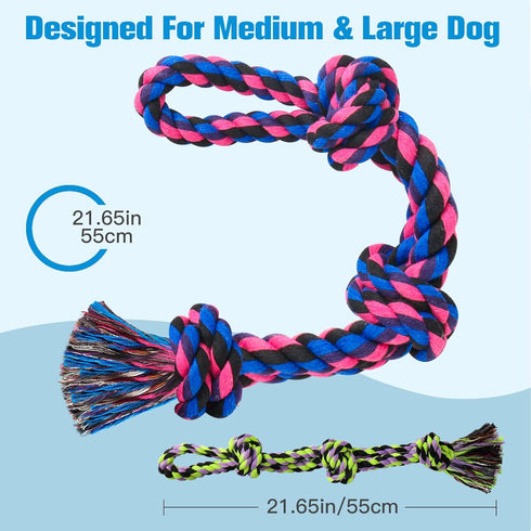 UPSKY Nearly Indestructible Dog Rope Toys, Chew Toys for Medium to Large Breeds, Tug Toy