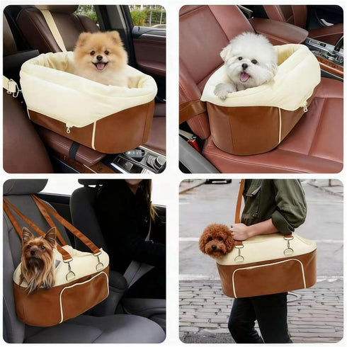 TBQA Portable Pet Travel Carrier, Small Dog Bed with Tether, Center Console Dog Sear, for Small Pet Carriers