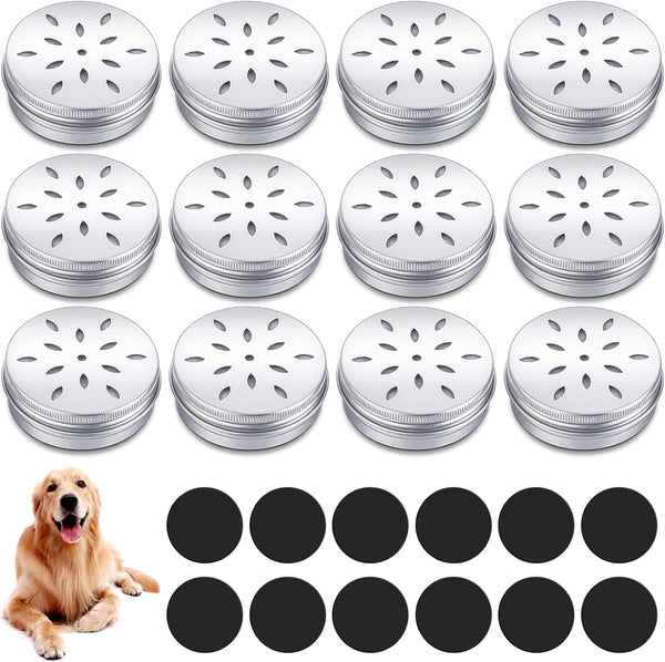 Oudain 12 Pack Dog Scent Work Tins: Dog Scent Training Kit with 12 Magnetic Dots for Smell Training (Cute)