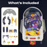 1-2 3+ Tabletop Pinball Machine Space Board Game with Obstacles, Pull-Rod Launcher, Two-Hand Controls, Ball Storage