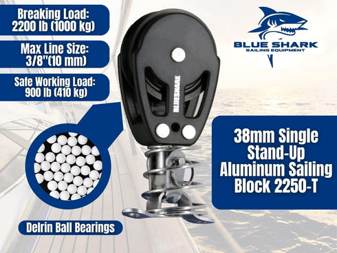 38mm BLUESHARK Aluminum Sailing Blocks Choose Style and Quantity
