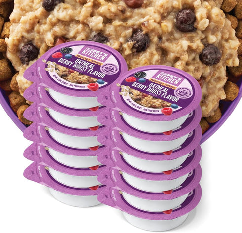 3.5 oz (Pack 12), Your Pet's Kitchen Wet Dog Food Cups, Breakfast Oatmeal with Berry Boost Flavor - Cups of Made in The