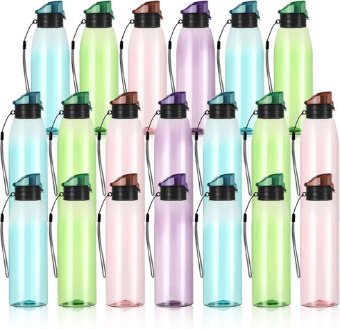 Uiifan 20 Pieces Clear Plastic Water Bottles, 17 oz Leakproof Flip Top for Gym Camping Hiking