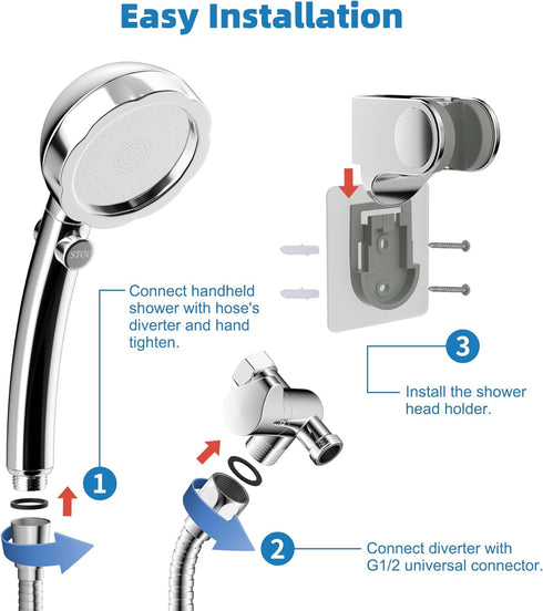 Hibbent Dog Shower Sprayer Attachment Set - 119 Inch Hose, Handheld Shower Head, Bathroom Sprayer Kit