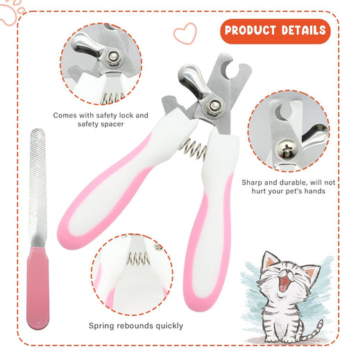 Set Trimmer Chinchilla Cat Grooming Kit with Pet Shedding Slicker Brush Nail Clipper Pet Massage Bath Glove Flea Comb