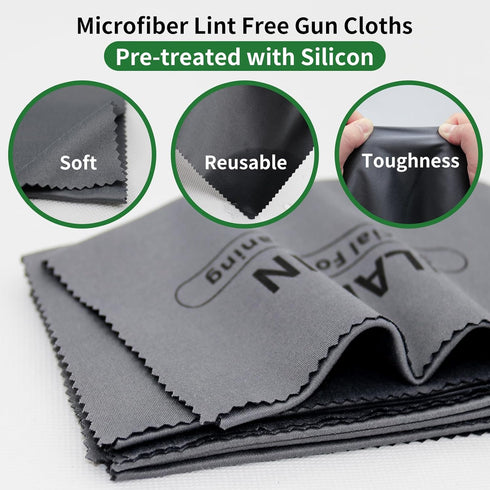 Silicon Gun Cloth 10Pack, 12'' ×12'' Lint Free Gun Cleaning Wipes with Silicon Gray Rags for Polishing