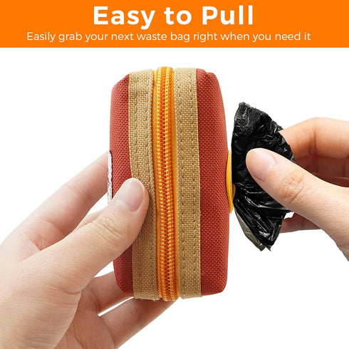 1 Dog Poop Bag Holder Zippered Pouch, Portable Dog Poop Bag Dispenser with Metal Clip, Fashion Color Matching Canvas