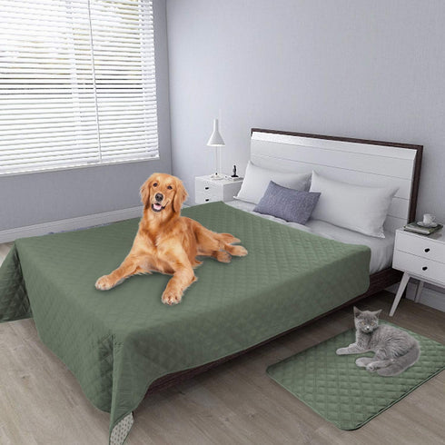 Easy-Going 100% Waterproof Dog Bed Cover, Washable Couch Cover, Non-Slip Pet Blanket for Furniture, Greyish Green