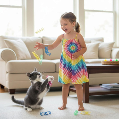 SPOT 3" 10-Pack Colorful Springs Cat Toys Bouncy Coils for Indoor Cats & Kittens to Swat, Chase & Bite, Safe