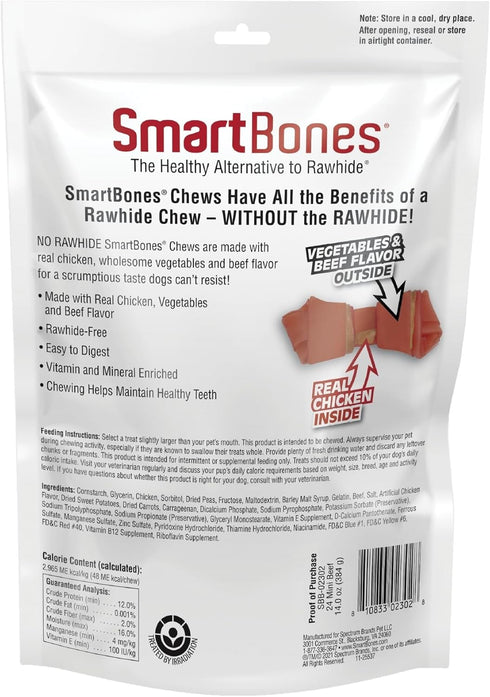 24 Count, SmartBones Mini Chews With Real Beef Rawhide-Free Chews For Dogs