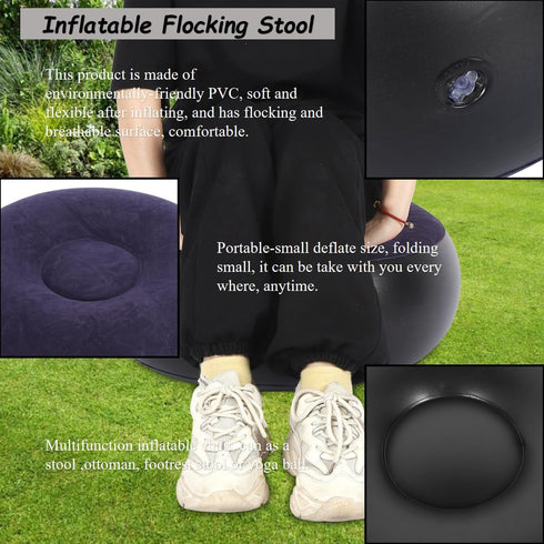 Portable Outdoor Camping Chair Inflatable Flocking Stool Footrest for Home Office Travel Portable Inflatable Chair