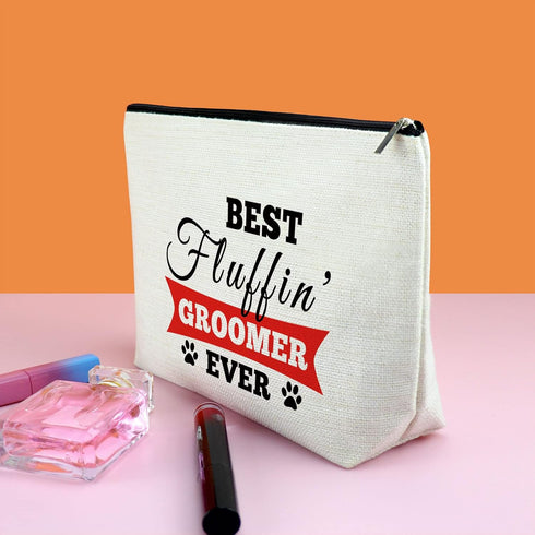 Thank You Gift for Dog Groomer, Makeup Bag for Pet Groomer, Dog Hairdresser Cosmetic Bag, Best Groomer Ever Gift