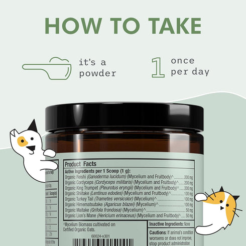 Immune 2.11 oz. (60 Dr. Mercola Bark & Whiskers Organic Fermented Mushroom Blend - Cat & Dog Supplement - Supports