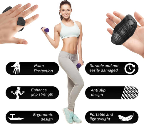 OSHOTX Anti-Slip Workout Grips, Rubber Gym Palm Protectors for Weight Lifting, Pull-Ups, Dumbbell, Fitness Training