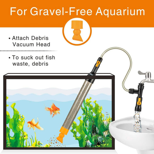 hygger Bucket-Free Aquarium Water Change Kit with Auto Siphon Pump, Gravel Cleaner, and 49-FEET Hose