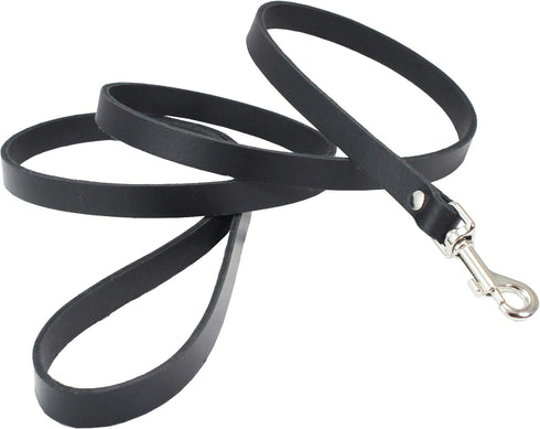 Dogs My Love Genuine Leather Classic Dog Leash 4 Ft Long 9 Sizes (XXSmall (Width: 8mm - 0.3"), Black)