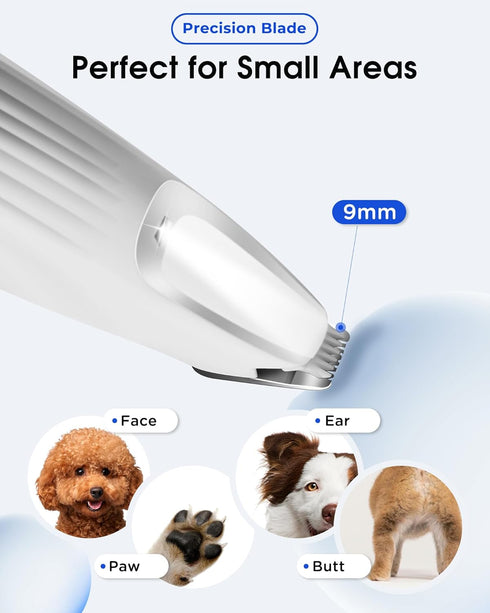 Upgraded Dog Paw Trimmer with LED Light, 9 mm Mini Blade, Smart Display, Type-C Rechargeable Pet Clippers for Small