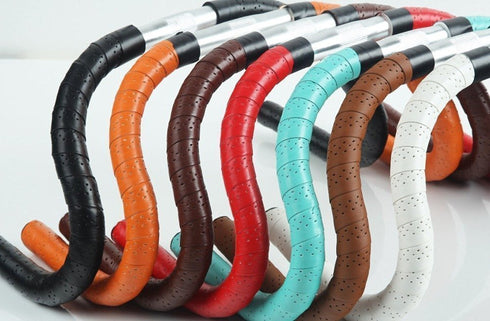 UPANBIKE Bike Handlebar Tape with Stomata Luxury Synthetic Leather Wraps for Road Bike (2pcs/Set)