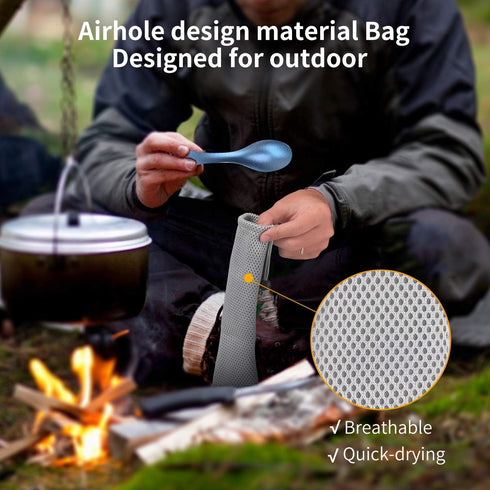 OUTXE 2-Pack Titanium Ultra Lightweight Camping Utensil - Eco-Friendly Spork for Backpacking, Hiking, Outdoors.