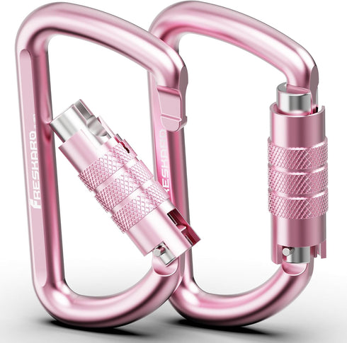 FresKaro 3inch Auto Locking Carabiner Clips, Heavy Duty Keychain Aluminum, Holds 2698lbs, Lightweight, 4 Colors